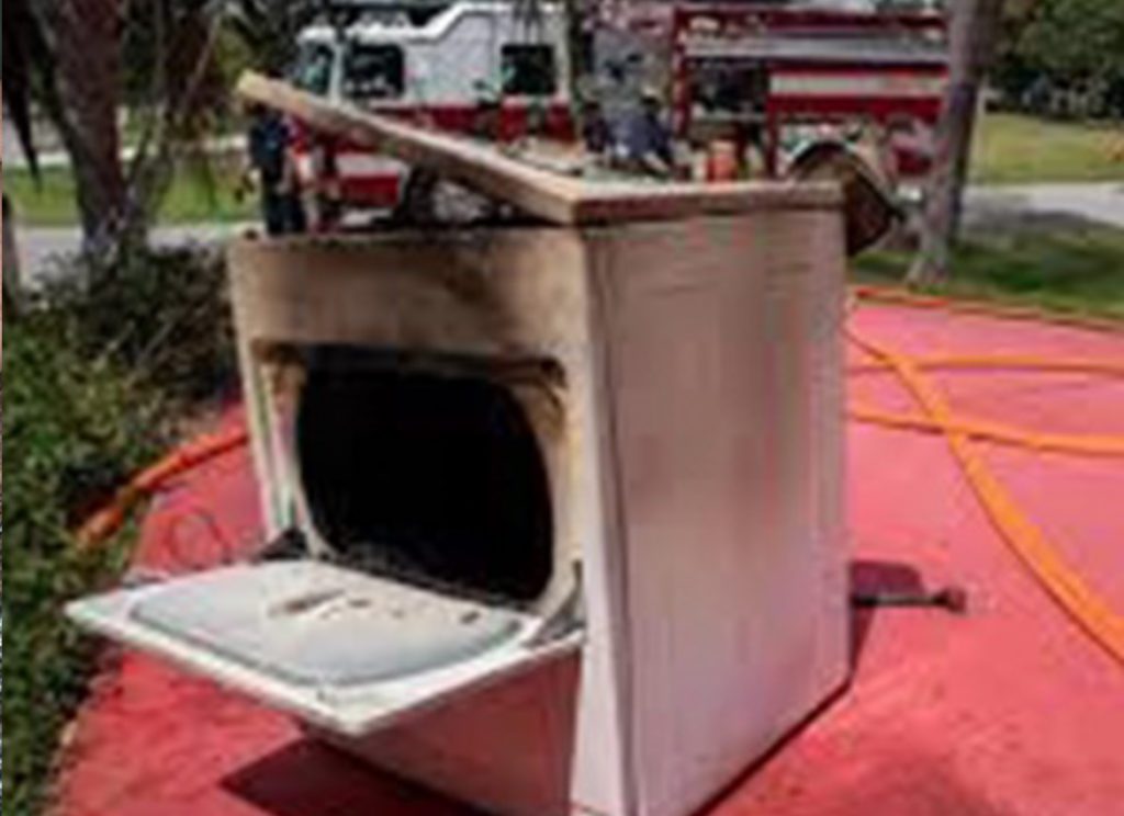 dryer fire due to lint build up and a dirty dryer vent system