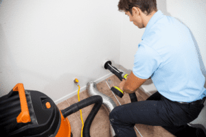 technician cleaning the dryer vent system